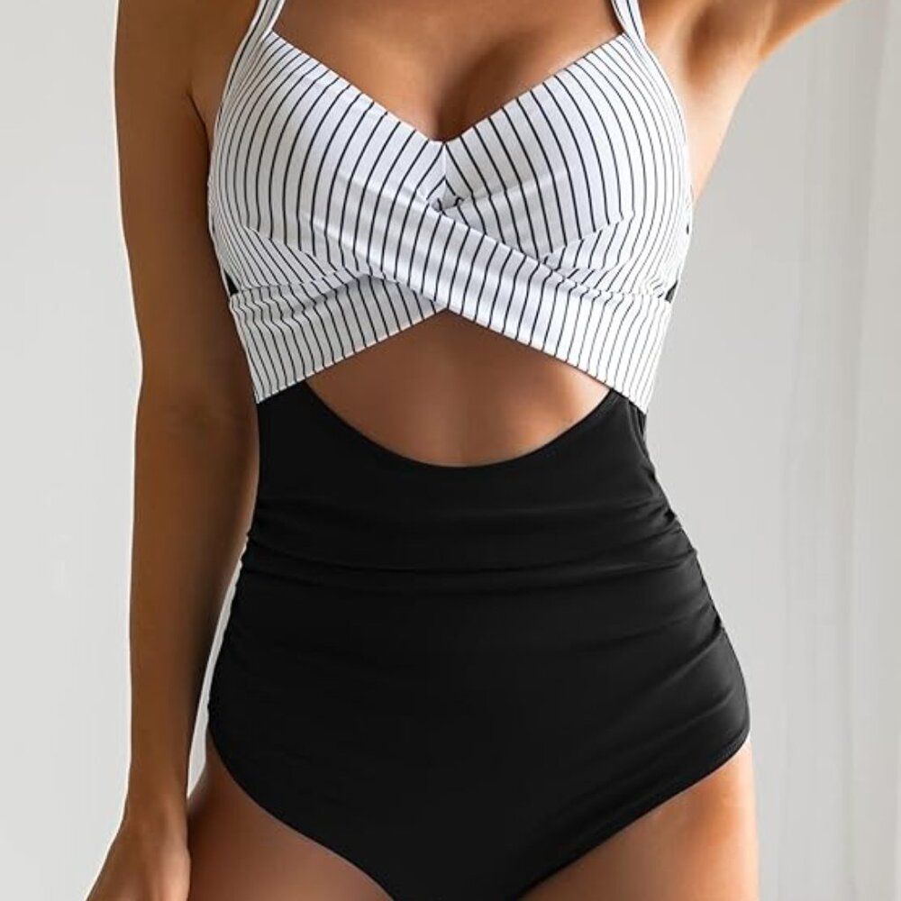 NWT Eomenie One Piece Swimsuit with Tummy Control Cutout High Waisted